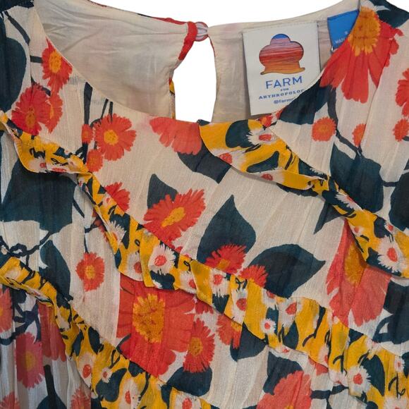 Farm Rio for Anthropologie Puff-Sleeve Fitted Mini-Dress NWT sz S Floral Ruffled - Picture 8 of 12